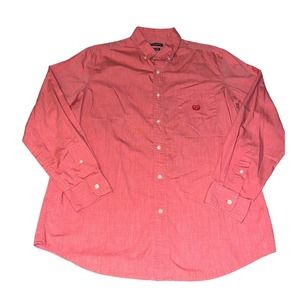 Chaps Easy Care Mens Long Sleeve Red/pink Button Down Shirt Size Medium